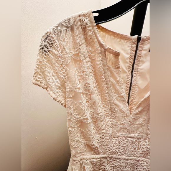 BCBGMAXAZRIA Off White Lace A-Line Dress with Zip Up Back, Size 0 - Picture 5 of 8